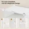 Close-up view of a white modular storage unit, showing assembly instructions with numbered steps. Produktbild-Vorschau