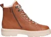 A side view of a brown leather boot with white fur lining and a white sole. Anteprima dell’immagine prodotto