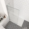 A modern bathroom with a walk-in shower enclosure. Produktbild-Vorschau