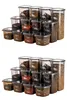 Two rows of clear plastic food storage containers filled with various dry goods, arranged on a white background. Náhľad obrázku produktu