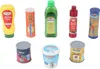 A collection of miniature food product replicas arranged on a white background. Anteprima dell’immagine prodotto