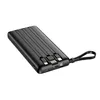 A black power bank with integrated cables and a wrist strap, shown against a white background. Anteprima dell’immagine prodotto