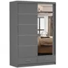 A gray sliding door wardrobe with a mirrored door, shown in a studio setting. Voir les images du produit