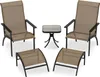 A set of outdoor furniture including two chairs, two ottomans, and a small table, displayed on a white background. Anteprima dell’immagine prodotto