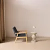 Poltrona scandinava in legno e tessuto, Grigio scuro Anteprima dell’immagine prodotto 4