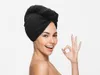 Rýchloschnúci froté turban na vlasy čierny, 100% bavlna Náhľad obrázku produktu 5