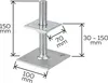 A diagram of a galvanized adjustable post anchor with dimensions indicated. Náhľad obrázku produktu