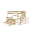 Kinder-Etagenbett mit Rollbett, Stauraumtreppe, Fallschutz, Produktbild-Vorschau 20