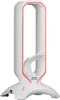 A white gaming headphone stand with red RGB lighting. Produktbild-Vorschau