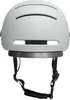 A rear view of a light gray bicycle helmet with integrated LED lights and black straps. Anteprima dell’immagine prodotto
