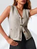 Ärmellose Damenstrickjacke mit V-Ausschnitt, Knopfleiste Produktbild-Vorschau 2