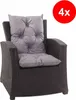 Sitzkissen set Grau 4er Polyrattan gartenstuhl auflage Produktbild-Vorschau 3