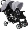 vidaXL Tandemový kočík Steel Grey and Black Náhľad obrázku produktu 1