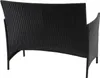 The back view of a black poly-rattan garden bench. Náhľad obrázku produktu