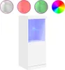 A white cabinet with blue LED lighting and a glass shelf, shown with color swatches above. Náhled obrázku produktu