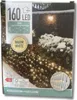 The image shows the packaging for a set of LED string lights, with a picture of the lights used outdoors in a snowy environment. Produktbild-Vorschau