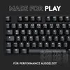 A close-up marketing image of a black gaming keyboard with text overlays. Náhled obrázku produktu