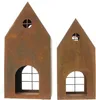 2x Windlicht "Haus" aus Metall mit Echt Rost Finish, Produktbild-Vorschau 5