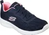 A single navy blue Skechers sneaker with pink accents and a white sole, shown from a side-angle against a white background. Produktbild-Vorschau
