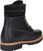 A side view of a black leather boot with brown laces and a tan sole. Anteprima dell’immagine prodotto