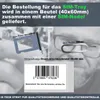 A close-up view of a SIM tray and SIM ejector tool, with text explaining that they are included with an order. Produktbild-Vorschau
