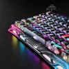 A close-up shot of a gaming keyboard with neon graffiti-style keycaps and RGB lighting. Anteprima dell’immagine prodotto