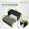 Diagram showing dimensions of outdoor furniture set with text in German. Produktbild-Vorschau
