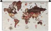 MuchoWow® Wandteppich Wandbehang Weltkarte - Braun - Rot Produktbild-Vorschau 1