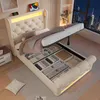 A bedroom scene with a bed that has storage underneath, illuminated by LED lights. Náhled obrázku produktu