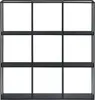 A black metal shelving unit with nine compartments against a white background. Náhľad obrázku produktu
