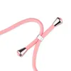 A pink lanyard with silver metal accents on a white background. Produktbild-Vorschau