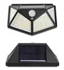 A product shot of a solar-powered outdoor light with motion sensor and LED lights, shown from two different angles. Produktbild-Vorschau