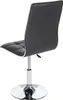 A rear view of a black, adjustable, swivel chair with a chrome base and stem. Podgląd zdjęcia produktu
