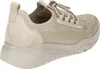 A side view of a beige sneaker with gold accents. Produktbild-Vorschau