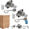 A product shot featuring two cabinet locks with keys and a small wooden cabinet. Anteprima dell’immagine prodotto