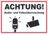 Achtung Audio- und Videoüberwachung Aufkleber A9 (37x52mm) Produktbild-Vorschau 1
