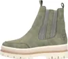 Auf dem Bild ist ein grüner Stiefel zu sehen der von der Seite präsentiert wird. Die Form des Stiefels wirkt robust und der Schaft ist hoch geschnitten. Produktbild-Vorschau