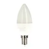 A single white LED candle light bulb with a silver screw base, isolated on a white background. Produktbild-Vorschau