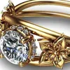 Damen-Ring, floraler Doppelschicht-Schmuck, funkelnder Produktbild-Vorschau 4