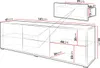 A diagram showing the dimensions of a TV lowboard. Náhľad obrázku produktu