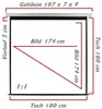Diagram of a projector screen with dimensions and labels. Produktbild-Vorschau