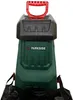 Close-up of the top part of a garden shredder with a collection bag attached. Produktbild-Vorschau