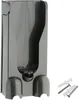 A gray plastic wall mount for a vacuum cleaner accessory, shown with screws and wall plugs. Produktbild-Vorschau