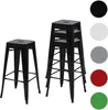 A set of black metal bar stools are displayed against a white background. Some stools are stacked, while one is shown individually. Anteprima dell’immagine prodotto