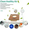A diagram explaining the features of vacuum cleaner bags, with text and illustrative circles showing dust particles, fibers, and other debris. Produktbild-Vorschau