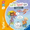 A colorful illustration of children and a dog playing in the rain, with a toy airplane and a British flag in the background, suggesting an English language learning product. Náhľad obrázku produktu