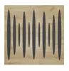 A flat lay of acoustic wall panels arranged in a wave-like pattern on a light wood-grain background. Podgląd zdjęcia produktu