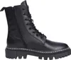 A black leather lace-up boot with a side zipper and a thick sole, shown from the side against a white background. Voir les images du produit