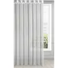 A white sheer curtain hanging in front of a window. Voir les images du produit