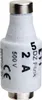 A close-up studio shot of a white electrical fuse with black text and silver metal caps on a white background. Anteprima dell’immagine prodotto